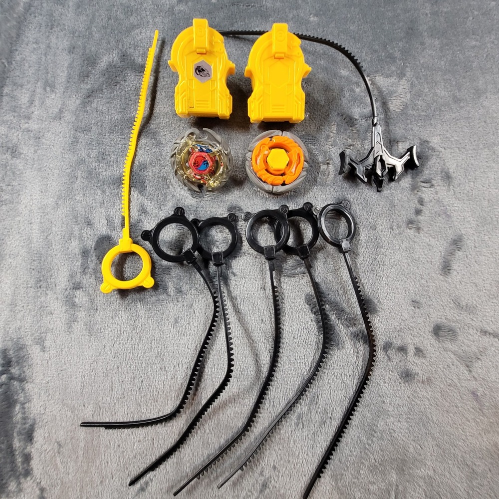 Beyblade Evil Gemios Lot Spinning Tops 2 Launchers Dragon Ripcord(s)